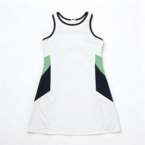 White Sport Dress with Green & Black Accents